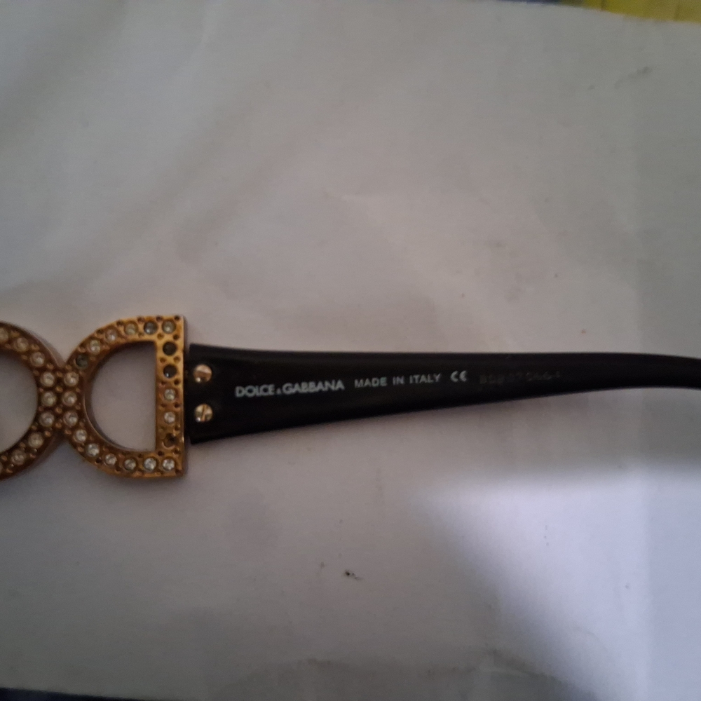 Dolce & Gabbana Black Sunglasses with Gold Crystal Double-Loop Detail